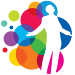 Silhouette of a man surrounded by colored circles